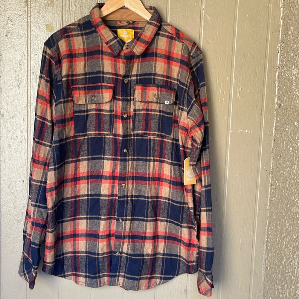 Dravus flannel shirt in navy/taba